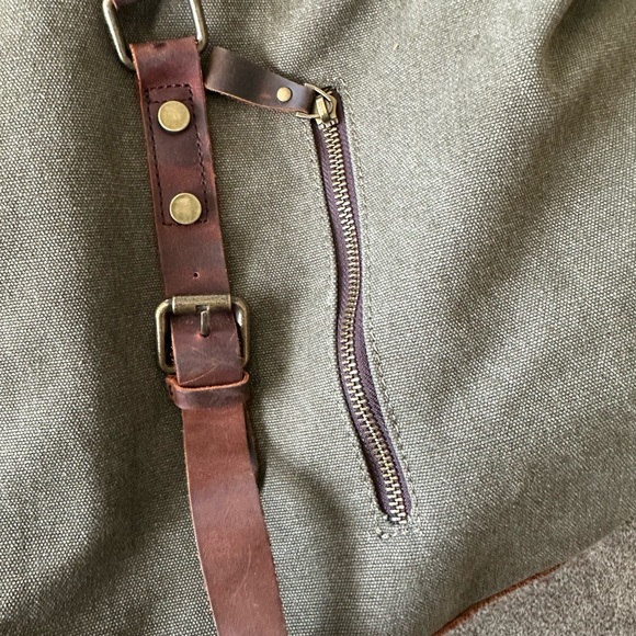 Szone Waxed Canvas & Leather Duffel Bag Weekender Travel Tote Crossbody - Picture 4 of 7